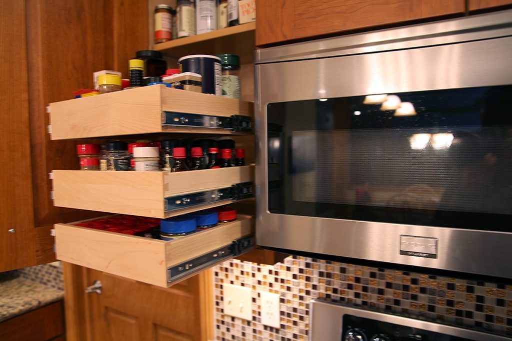 roll-out spice racks for kitchen